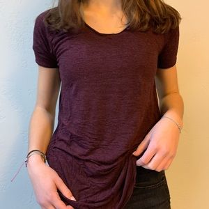 Woman’s maroon T-shirt